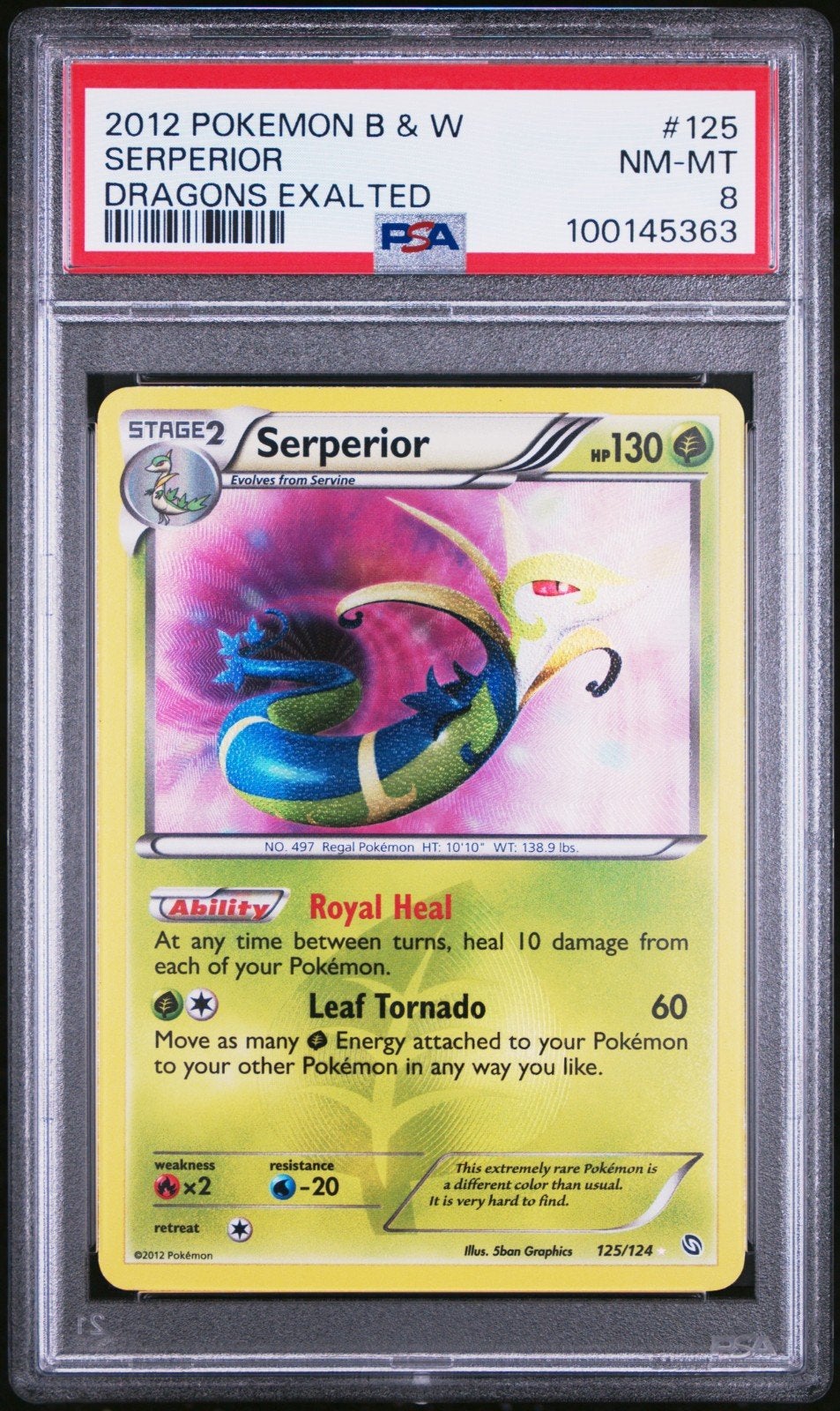 2012 Pokemon B & W Serperior Dragons Exalted PSA 8, Ophalen of Verzenden, Zo goed als nieuw, Losse kaart
