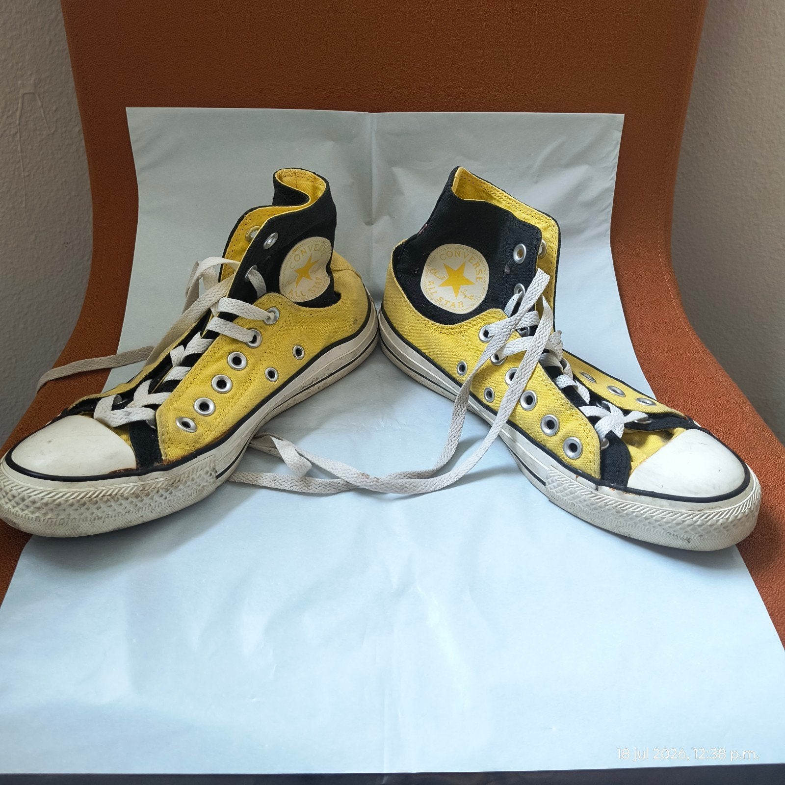Converse All Star High-Top Sneakers Gedragen gele maat 36, Ophalen of Verzenden, Gedragen, Geel, Sneakers of Gympen
