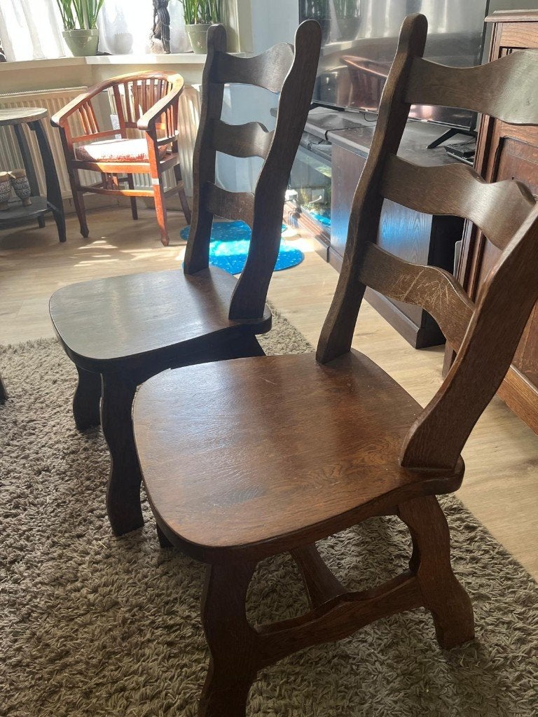 eikenhout eetkamerstoelen, Huis en Inrichting, Stoelen, Ophalen, Gebruikt, Twee, Bruin