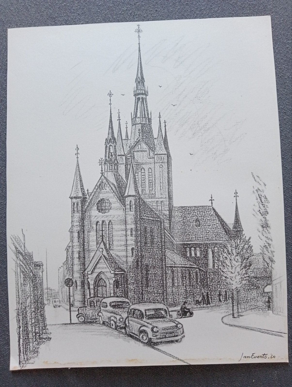 Jan Everts Prent 1964 Heilige Maria Magdalena kerk Amsterdam, Antiek en Kunst, Ophalen of Verzenden
