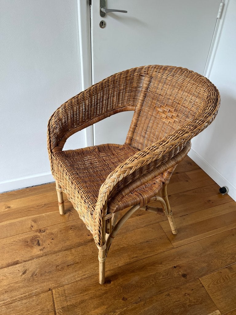 Rotan stoel terrasstoel riet, Ophalen, Bruin, Riet of Rotan, Zo goed als nieuw