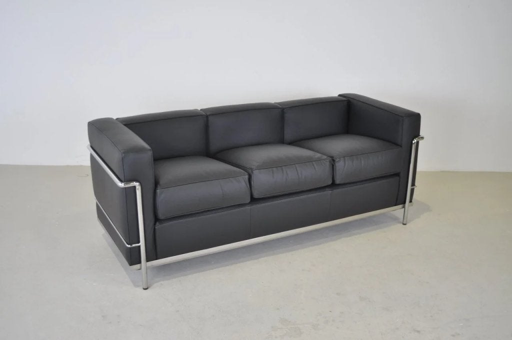 Cassina LC2 Bank 3-Zits Zwart Leer