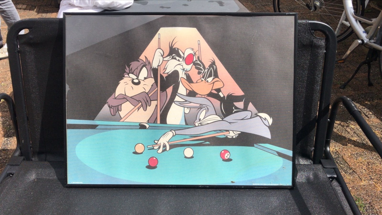 Looney Tunes biljart poster in lijst, Ophalen, 50 – 75, Gebruikt, 75 tot 100 cm