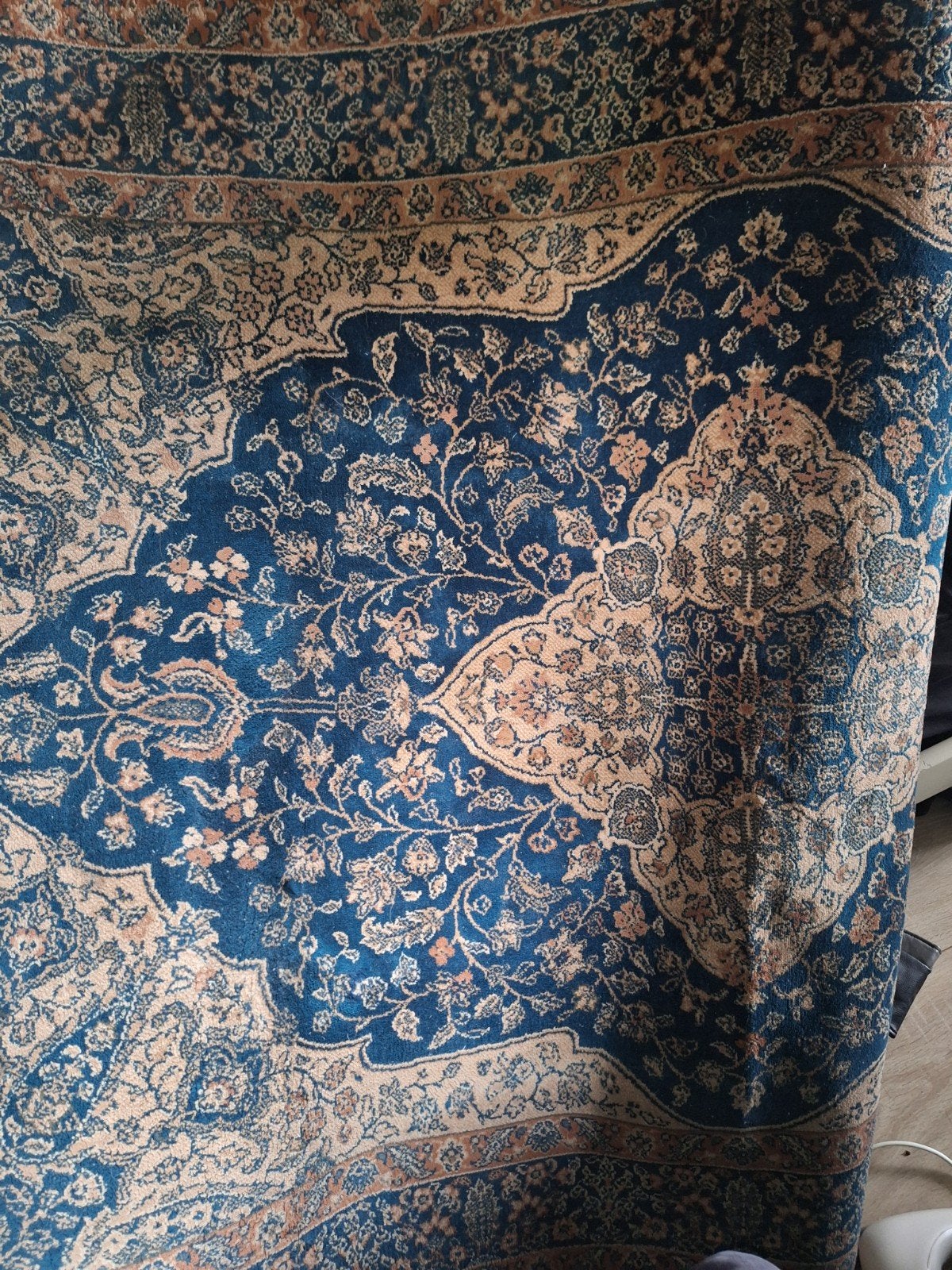 Perzisch tapijt wol blauw beige 200x130, Ophalen, Blauw, Rechthoekig, 200 cm of meer