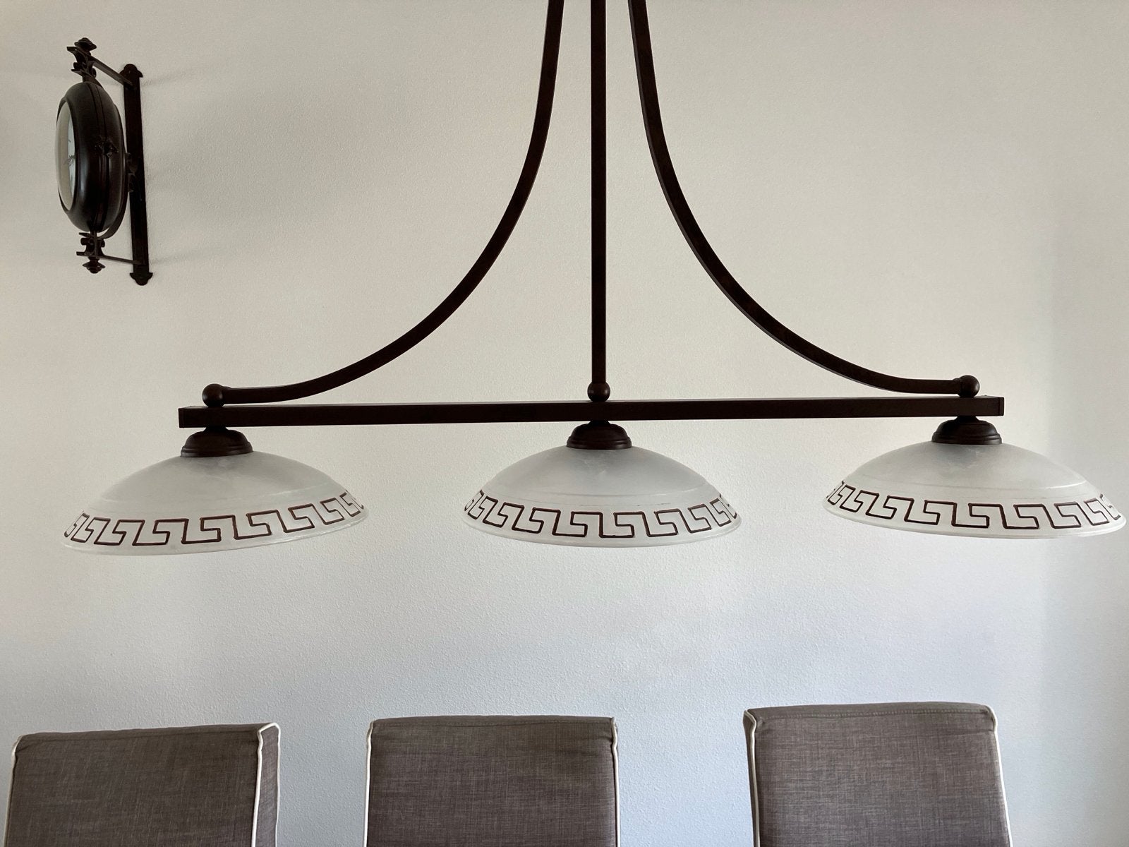 Complete set lampen met Griekse rand - Hang,tafel,vloer…, Overige merken, Gebruikt, E27 (groot), Bruin