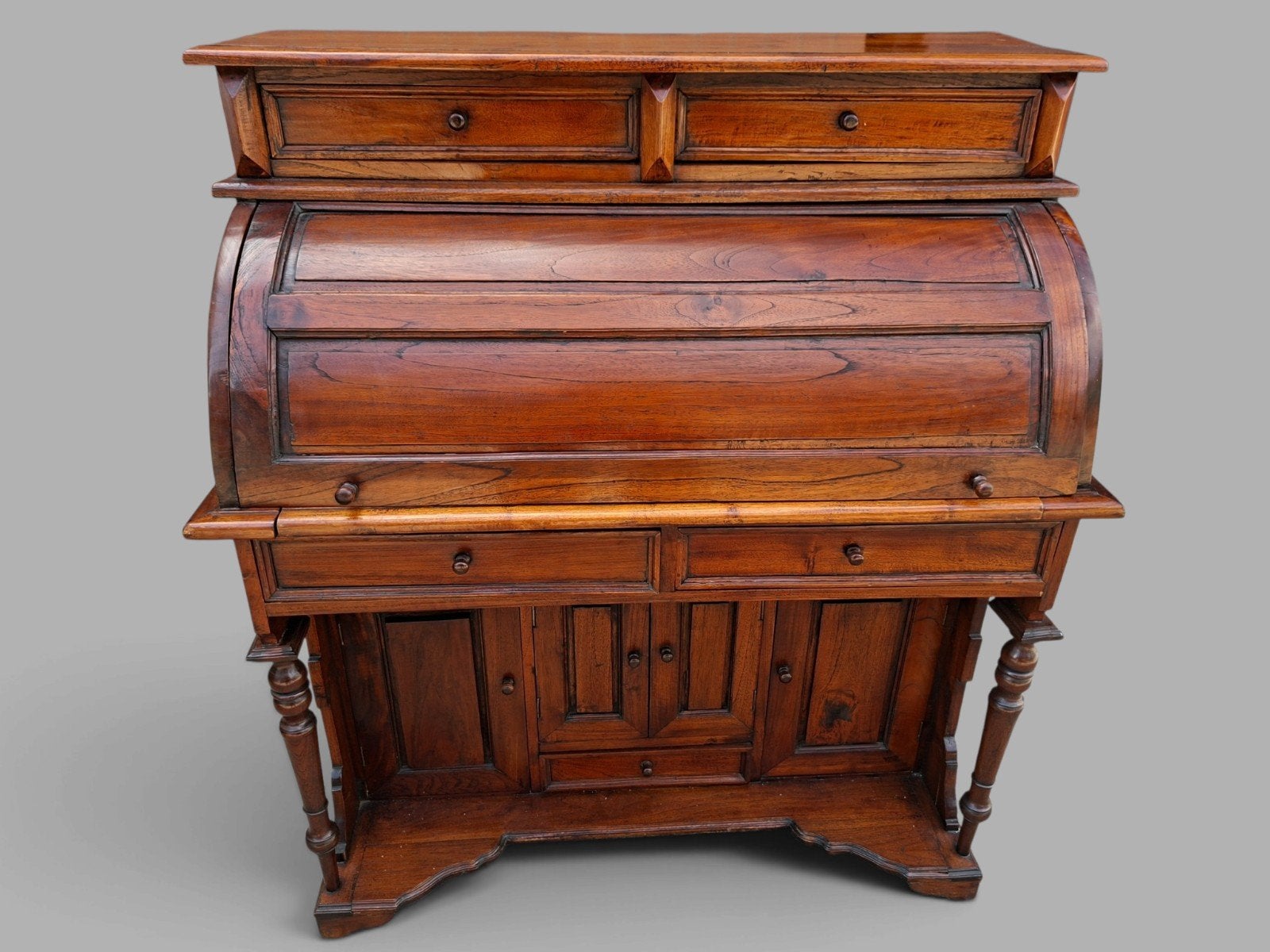 Antiek cilinderbureau,  rolluikbureau, secretaire