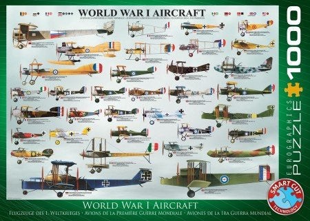 Eurographics - World War1 Aircraft - 1000 stukjes, Hobby en Vrije tijd, Denksport en Puzzels, Ophalen of Verzenden, 500 t/m 1500 stukjes