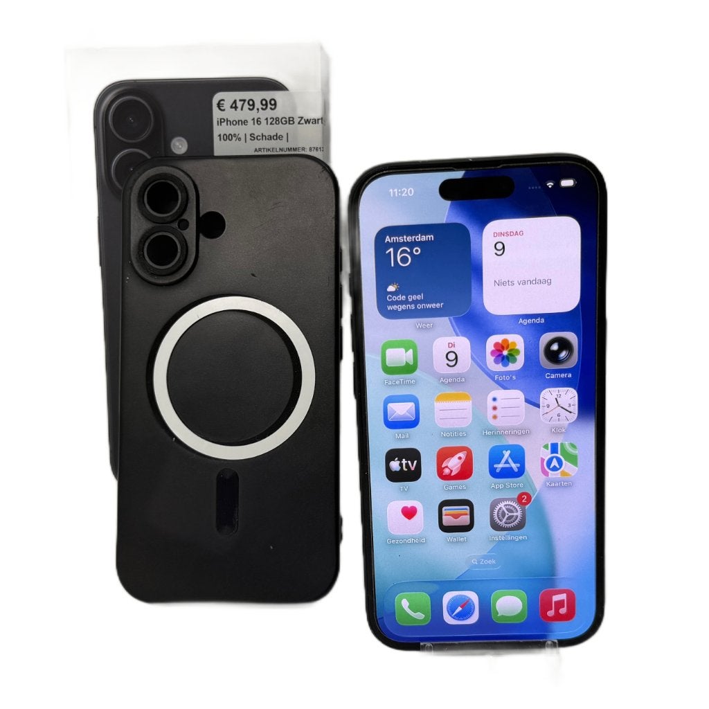 iPhone 16 128GB Zwart | Accu 100% | Schade |, Toulonselaan 72, IPhone 16, Ophalen of Verzenden, Zonder simlock