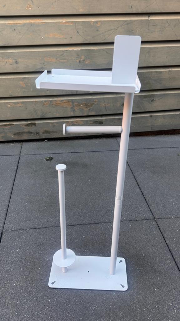 Witte metalen houder voor wc papier, Ophalen, Gebruikt, Wit