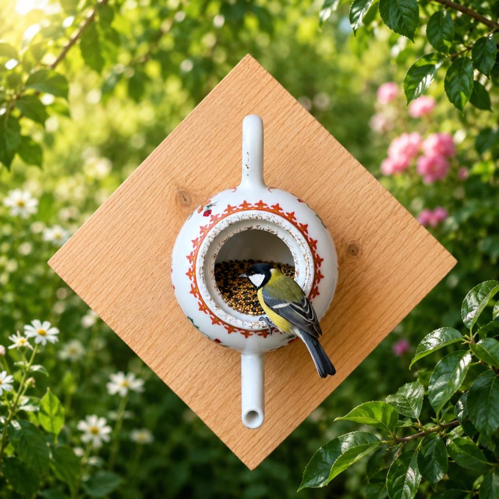 Unieke vogelvoederhuisje van theepot, Ophalen of Verzenden, Nieuw