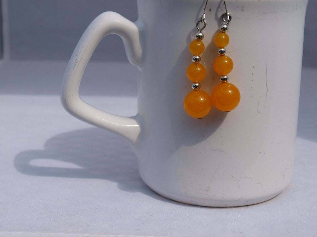 Oranje kralen oorbellen, Overige materialen, Hangers, Nieuw, Oranje