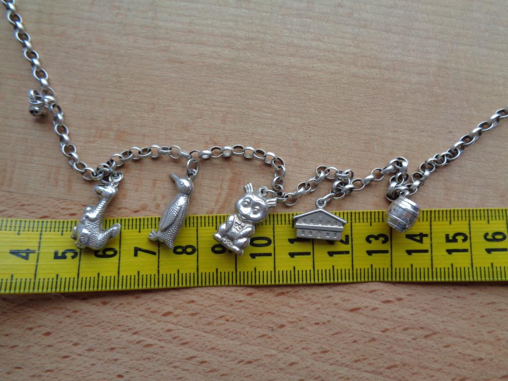 zilveren jasseron ketting met oude bedels [072], Verzenden, Zilver, Ketting