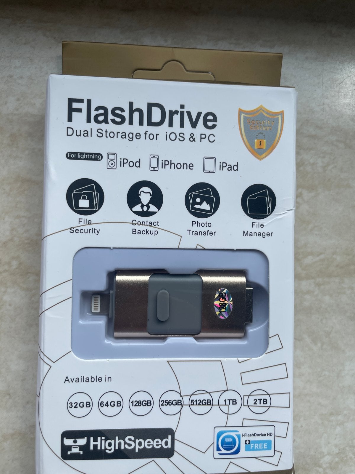 FlashDrive Dual Opslag voor iOS & PC  128 GB, Ophalen of Verzenden, Nieuw, 128 GB
