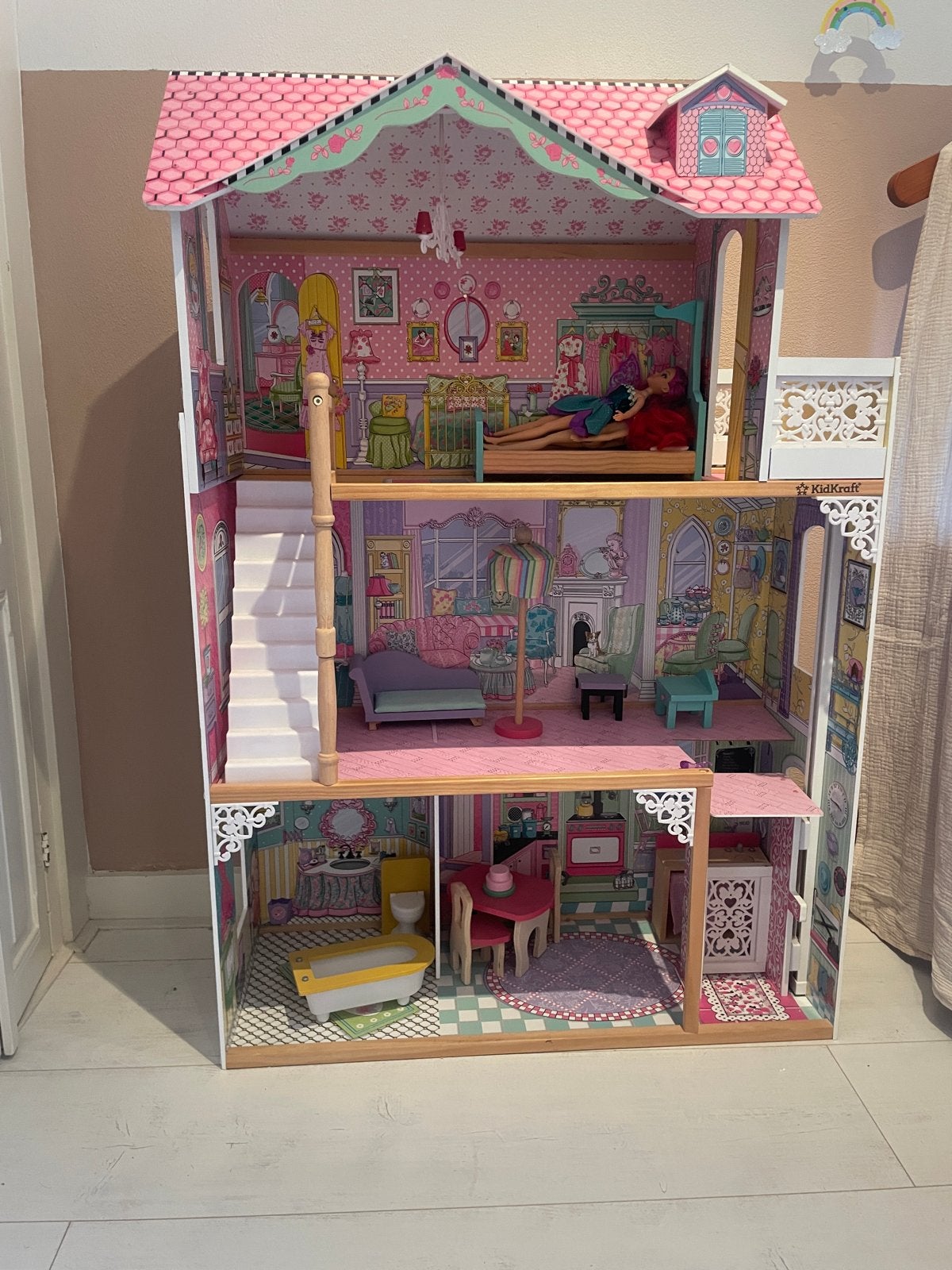 Groot KidKraft Houten Poppenhuis met Meubels, Ophalen, Gebruikt, Poppenhuis