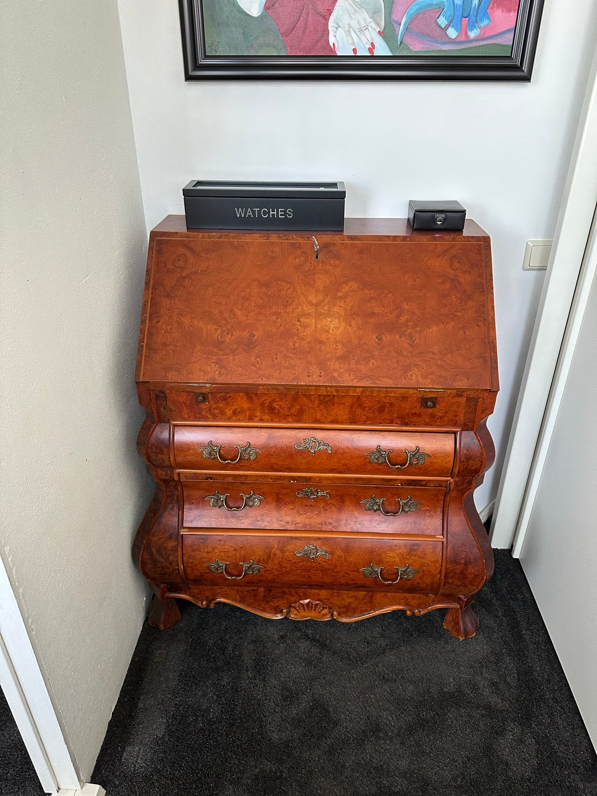 Antiek Mahoniehouten Secretaire met Lades, Ophalen