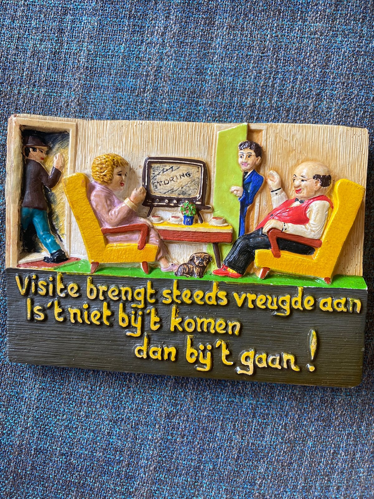 Tegeltje spreuk visite, Huis en Inrichting, Ophalen of Verzenden, Gebruikt