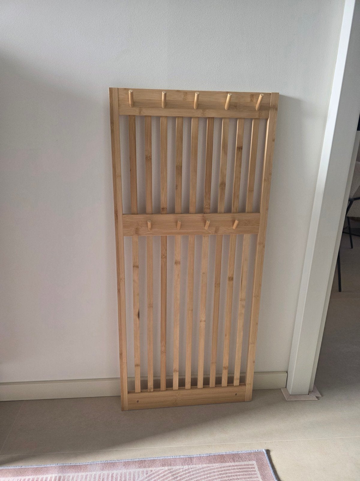 Bamboe wandkapstok met 10 haken, Wandkapstok, 100 tot 150 cm, Ophalen of Verzenden, Zo goed als nieuw