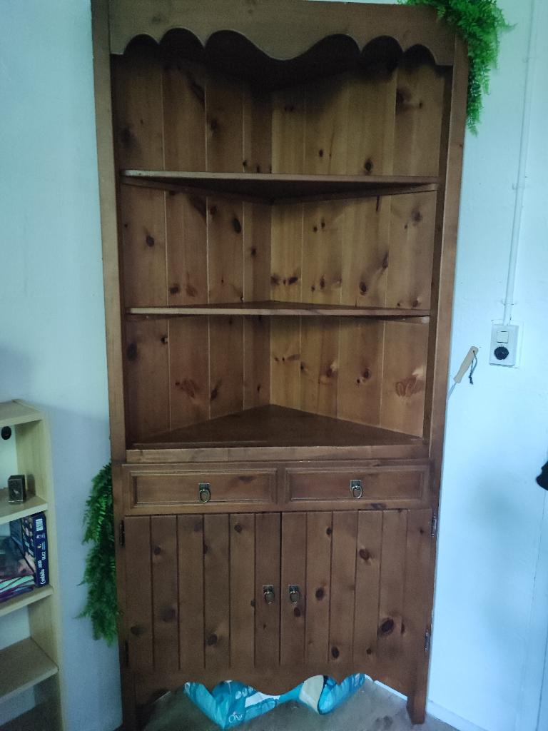 Grenen hoekenkast - pine corner cabinet display unit, Ophalen, Gebruikt, 50 tot 100 cm, Landelijk / boerenland