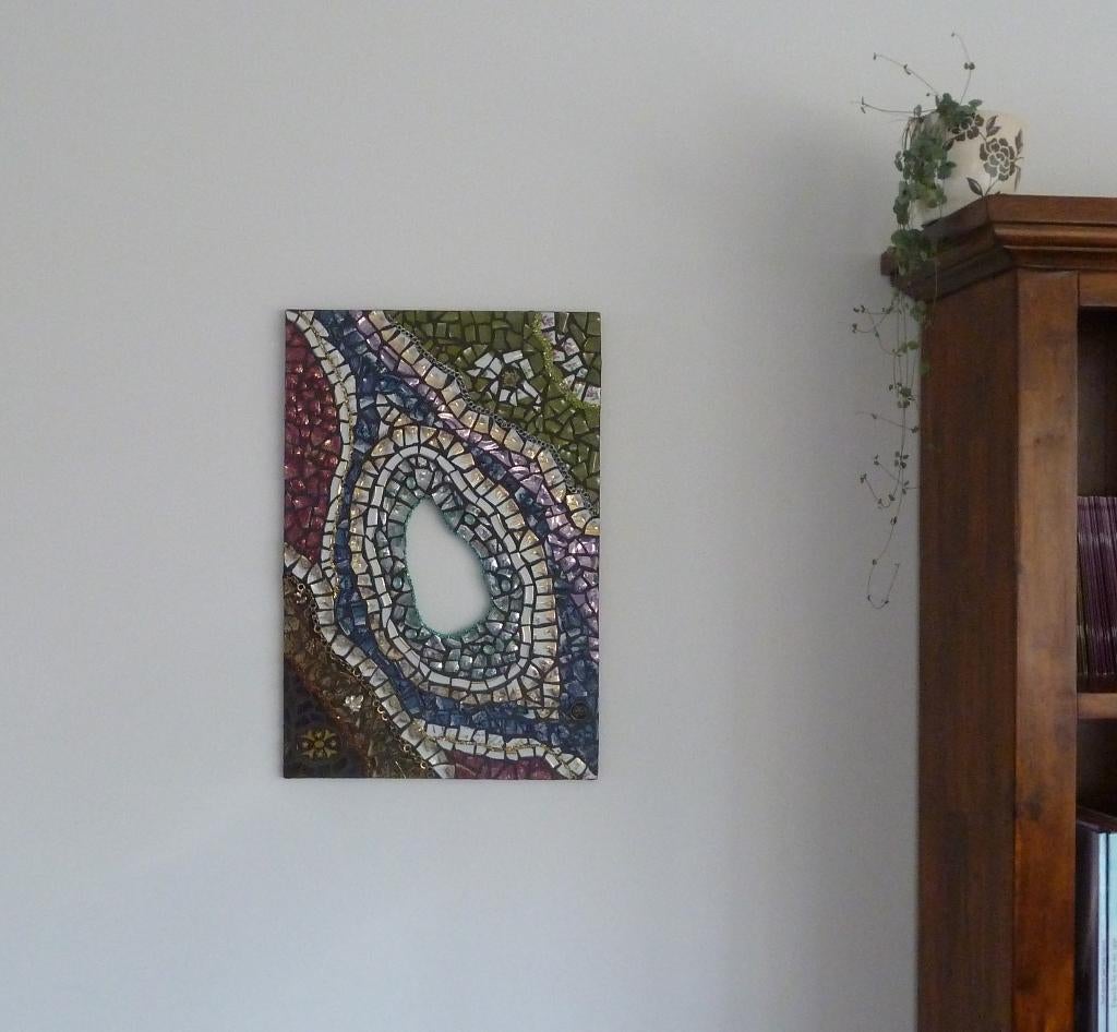 Schilderij kleurrijk Mozaïek Geode, Ophalen, Minder dan 50 cm, Nieuw, Schilderij