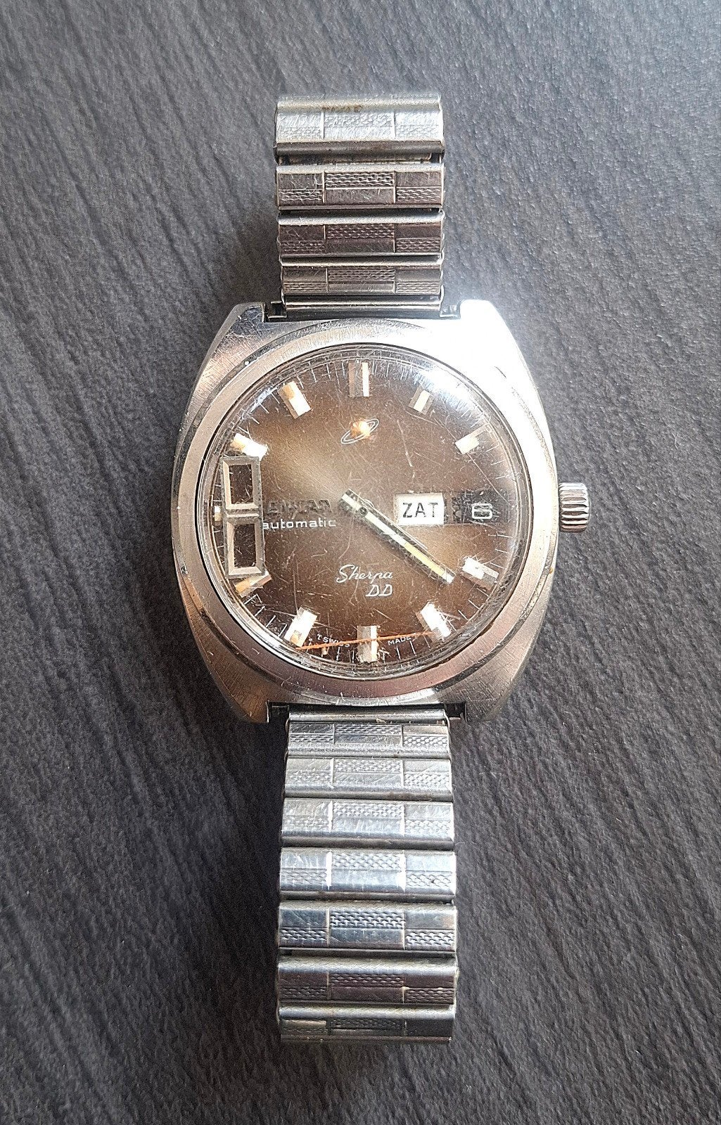 Vintage Enicar Sherpa DD Automatic Polshorloge Staal, Overige merken, Staal, Met bandje, Polshorloge