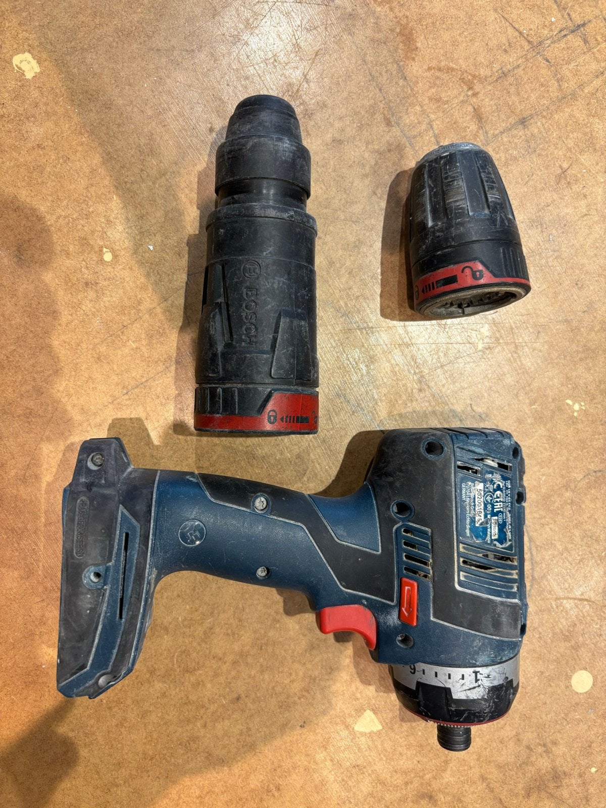 Bosch GSR 18V-EC FC2 Accuboormachine met verwisselbare kop, Gebruikt, Variabele snelheid, Ophalen of Verzenden, Boor- en Schroefmachine