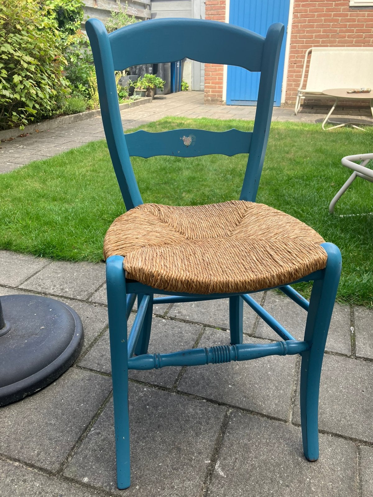 Stoel, Ophalen, Gebruikt, Blauw, Hout