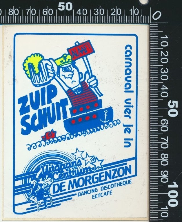 Sticker: De Morgenzon - Carnaval - Zuip Schuit - Zeeland, Ophalen of Verzenden, Zo goed als nieuw, Bedrijf of Vereniging
