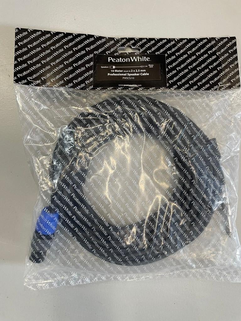Peaton white 10m speaker cable speakon-monojack, Ophalen of Verzenden, Nieuw, 10 meter of meer, Overige kabels