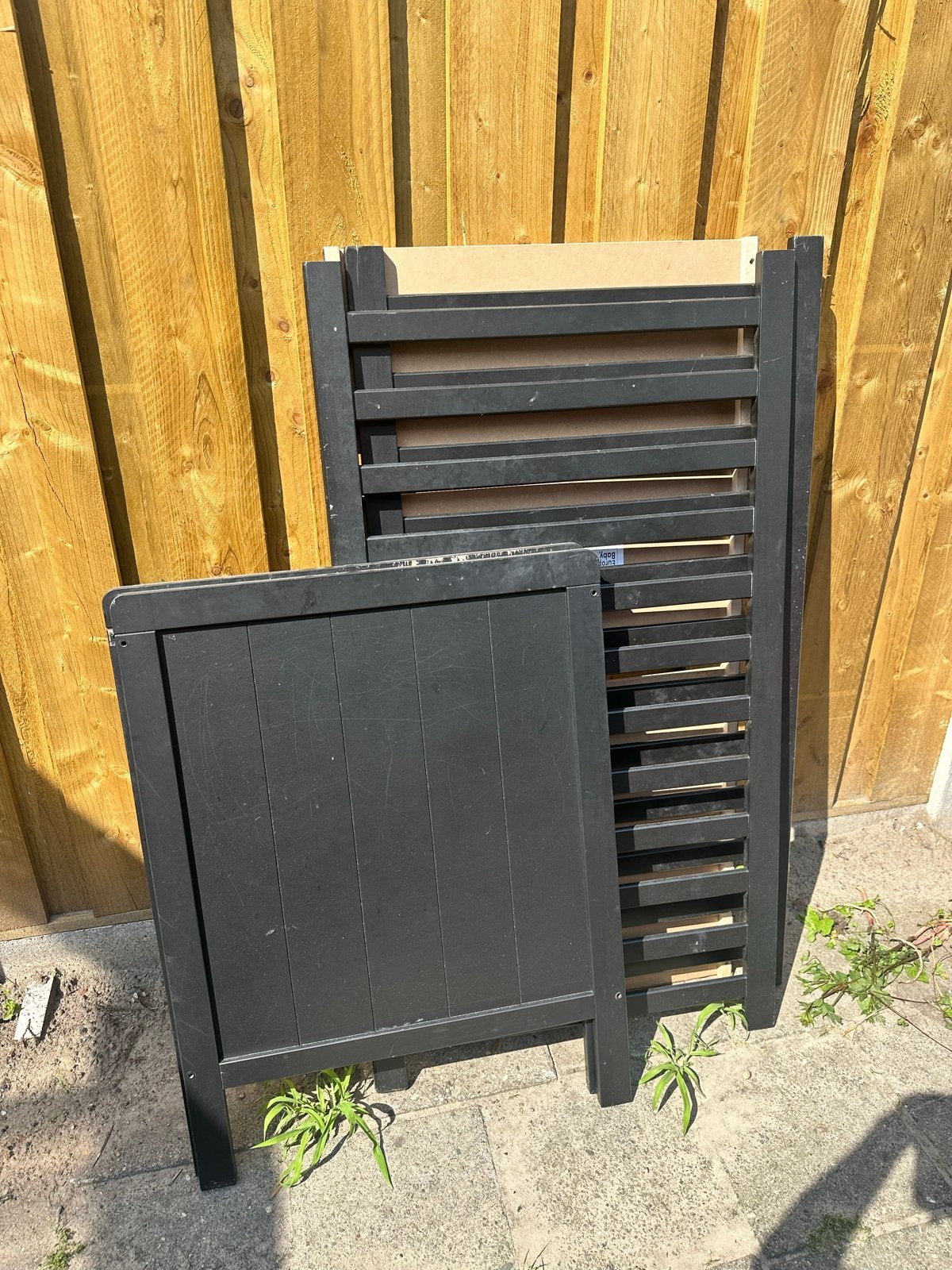 Gratis babybed zwart, Ophalen, Zo goed als nieuw, Hout, 100 tot 115 cm