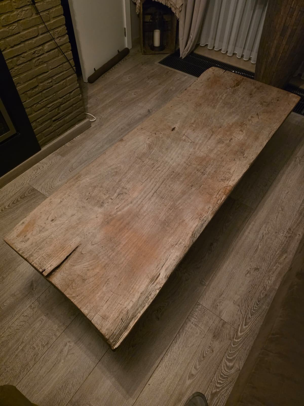 prachtige landelijke sobere zeer zware teakhouten salontafel, Huis en Inrichting, Ophalen, Teakhout, 50 tot 100 cm, Rechthoekig