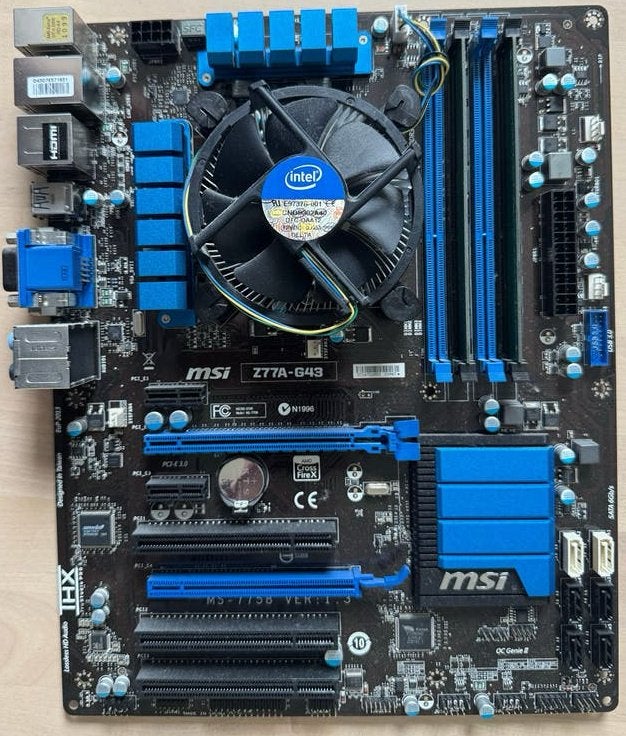 MSI Z77A-G43 Moederbord + i5 Processor + 8GB DDR3 RAM, Computers en Software, Moederborden, Ophalen of Verzenden, Gebruikt, Intel