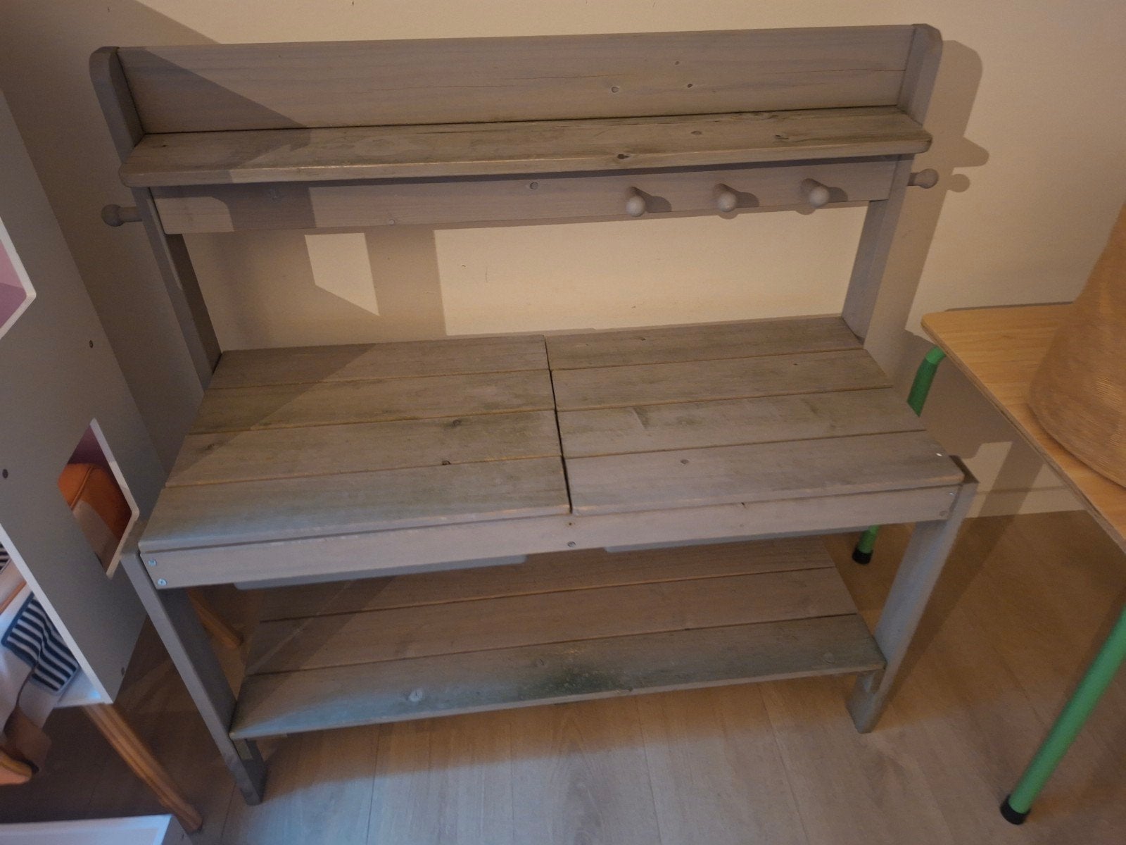 Grijze houten watertafel voor buiten (90x35x90 cm), Ophalen, Gebruikt
