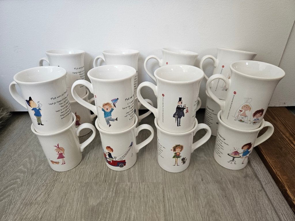 Mokken van Pluk van de Petteflet en Floddertje, Zo goed als nieuw, Overige stijlen, Aardewerk, Mok