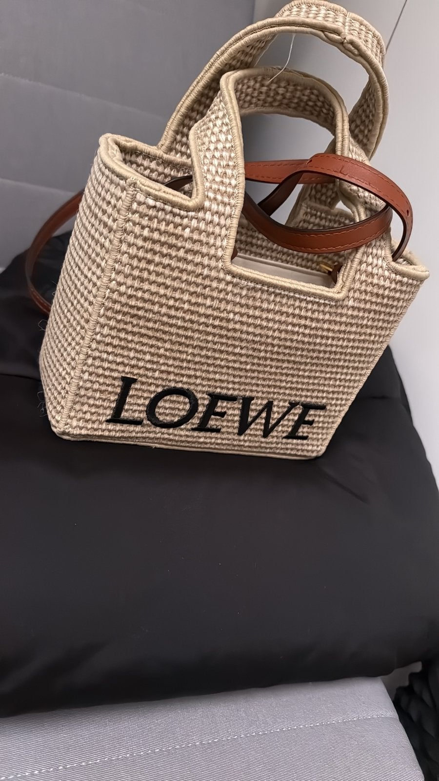 Loewe font small shopper tas raffia, Ophalen of Verzenden, Nieuw, Shopper