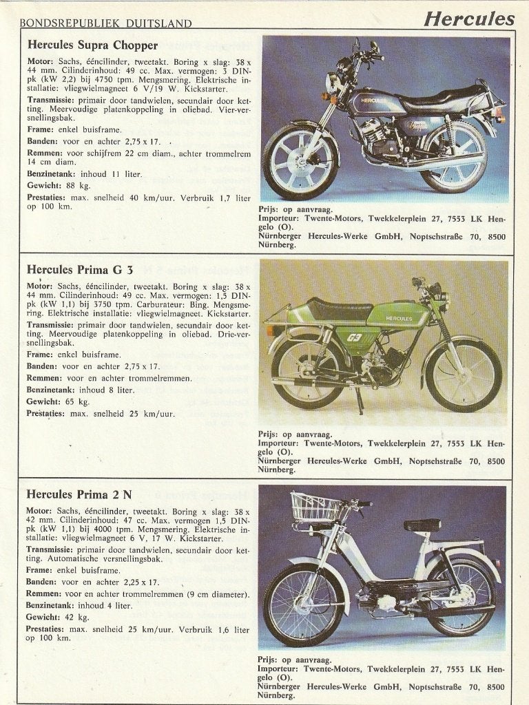 Vintage knipsel 1981 Hercules Supra Chopper Prima brommers, Verzenden, Overige typen