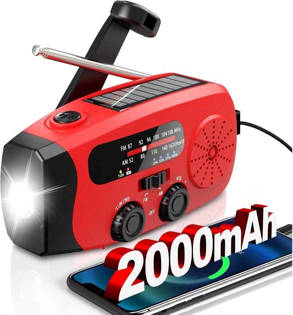 Noodradio met Zaklamp, Powerbank, Solar & Handslinger, Verzenden, Nieuw