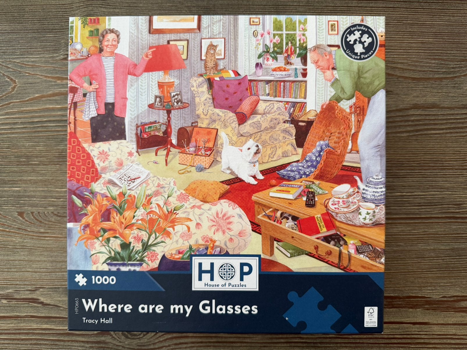 Legpuzzel HoP - Where are my Glasses 1000 stukjes, Ophalen of Verzenden, 500 t/m 1500 stukjes, Zo goed als nieuw