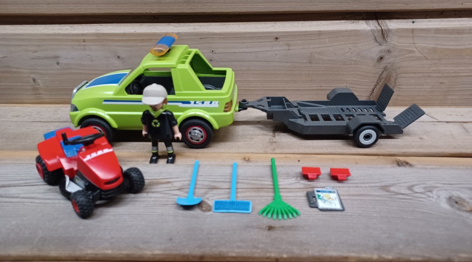 Playmobil auto met grasmaaier., Ophalen of Verzenden, Zo goed als nieuw, Voertuig