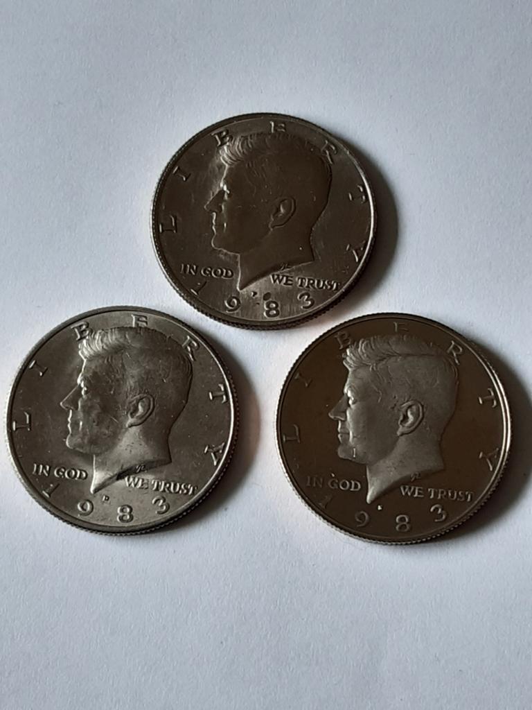 3 halve dollars 1983p-1983d-1983s usa  kk f.20.5, Ophalen, Noord-Amerika