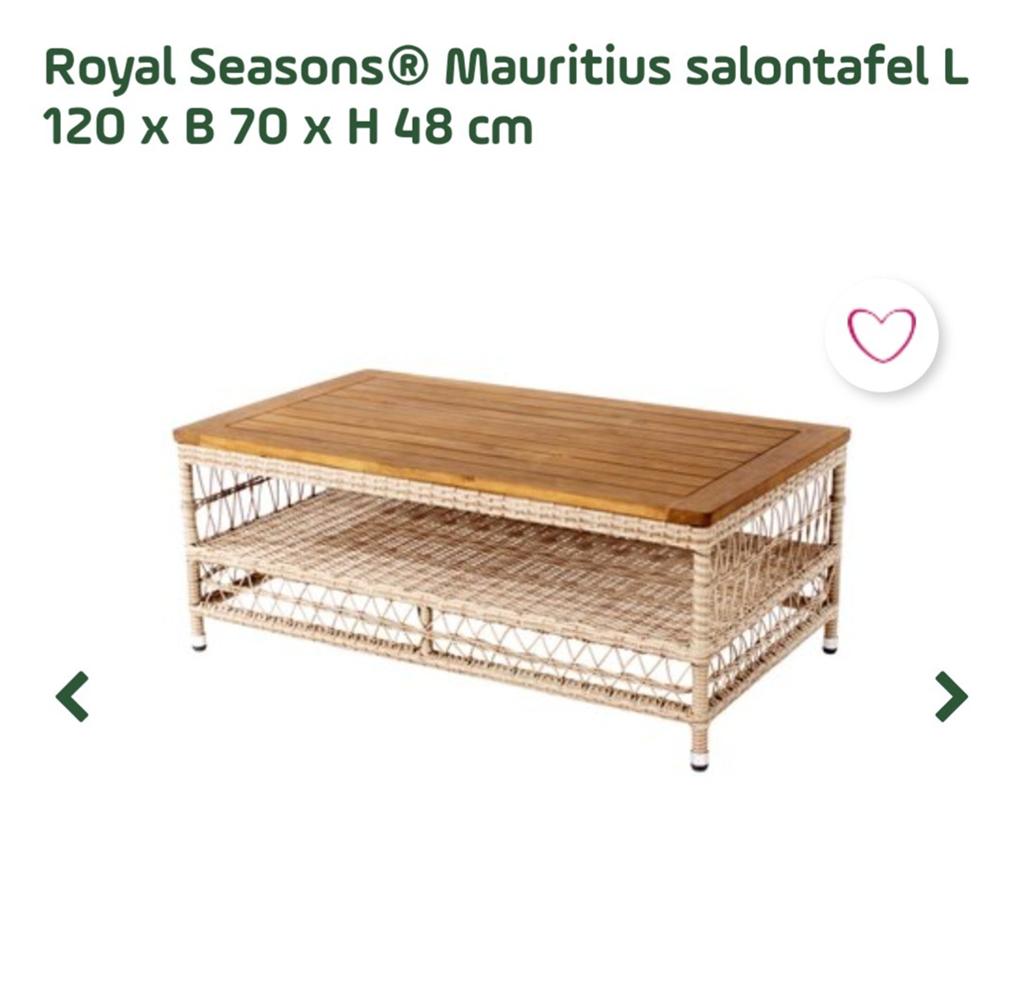 Royal Seasons Mauritius salontafel voor buiten. 120x70x48 cm, Tuin en Terras, Tuintafels, Ophalen, Nieuw, Rechthoekig, Wicker