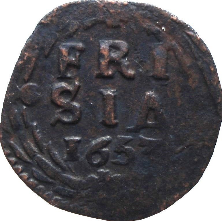 Nederland - Friesland duit 1653 (schaars), Ophalen of Verzenden, Vóór koninkrijk, Overige waardes, Losse munt