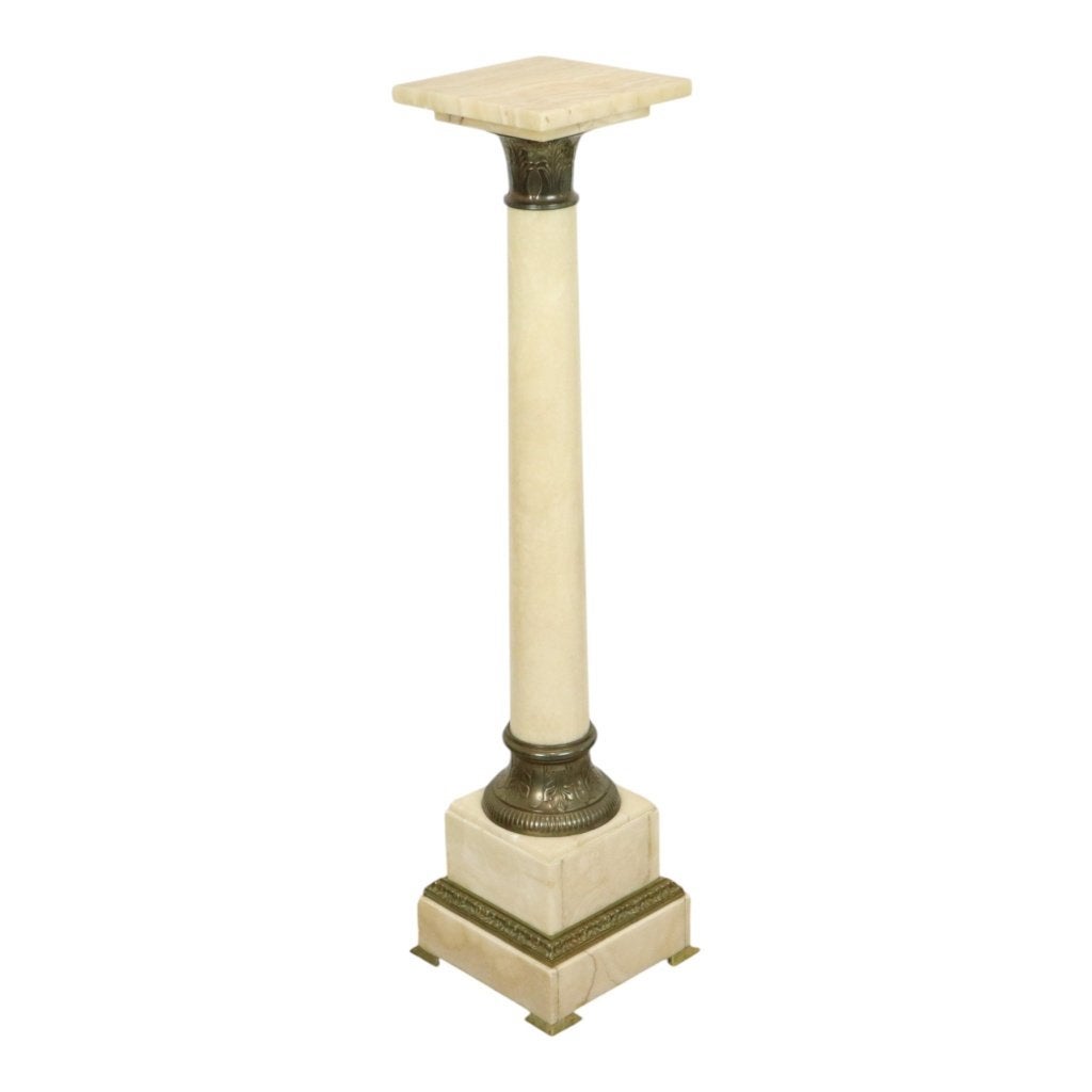 Antieke Zuil Sokkel Onyx Marmer en Brons 19de Eeuw 115cm, Huis en Inrichting, Woonaccessoires | Zuilen en Pilaren, Ophalen, Gebruikt
