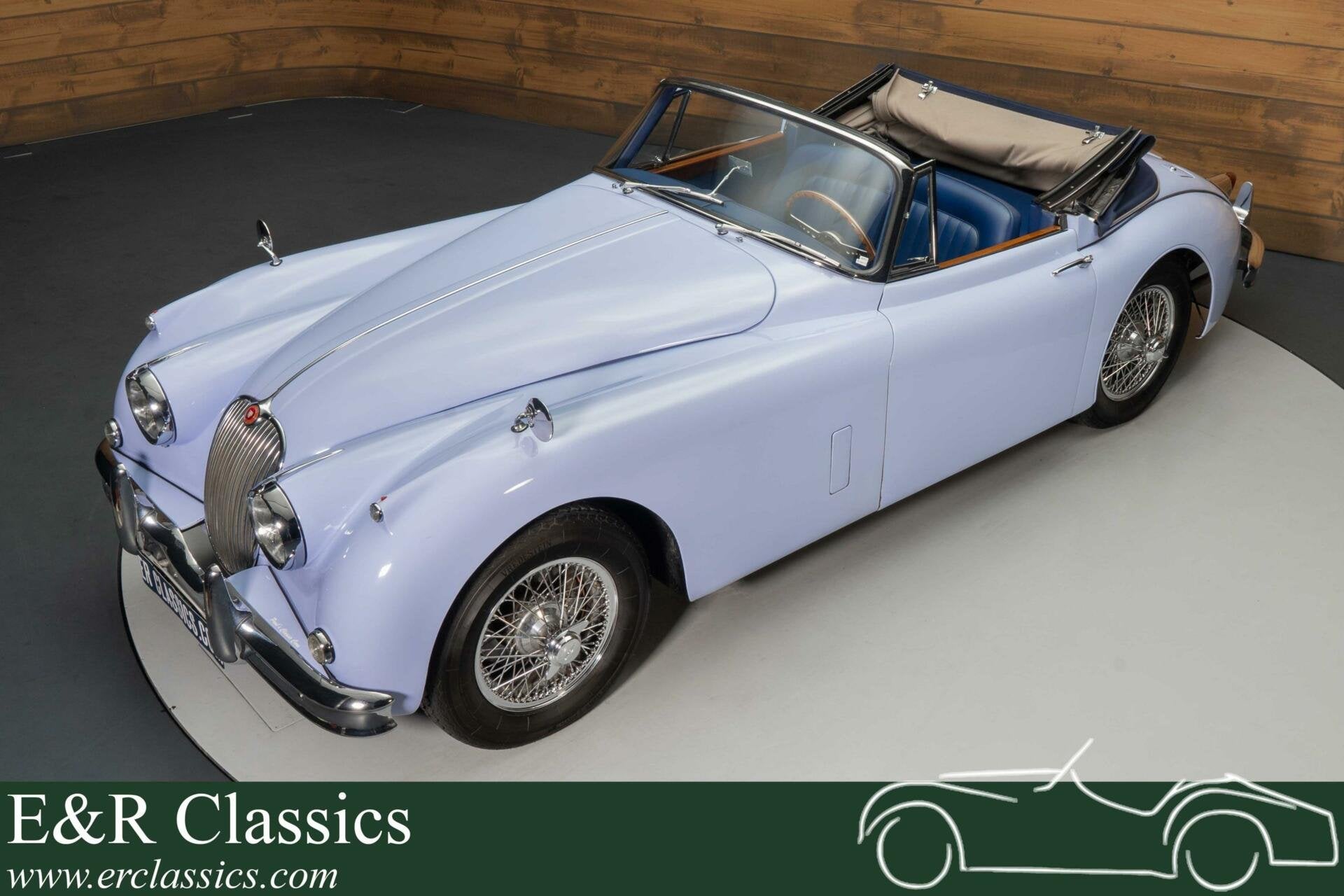 Jaguar XK150 Cabrio | Gerestaureerd | Hermès Blauw | 1960, Auto's, Achterwielaandrijving, 190 pk, Cabriolet, Blauw