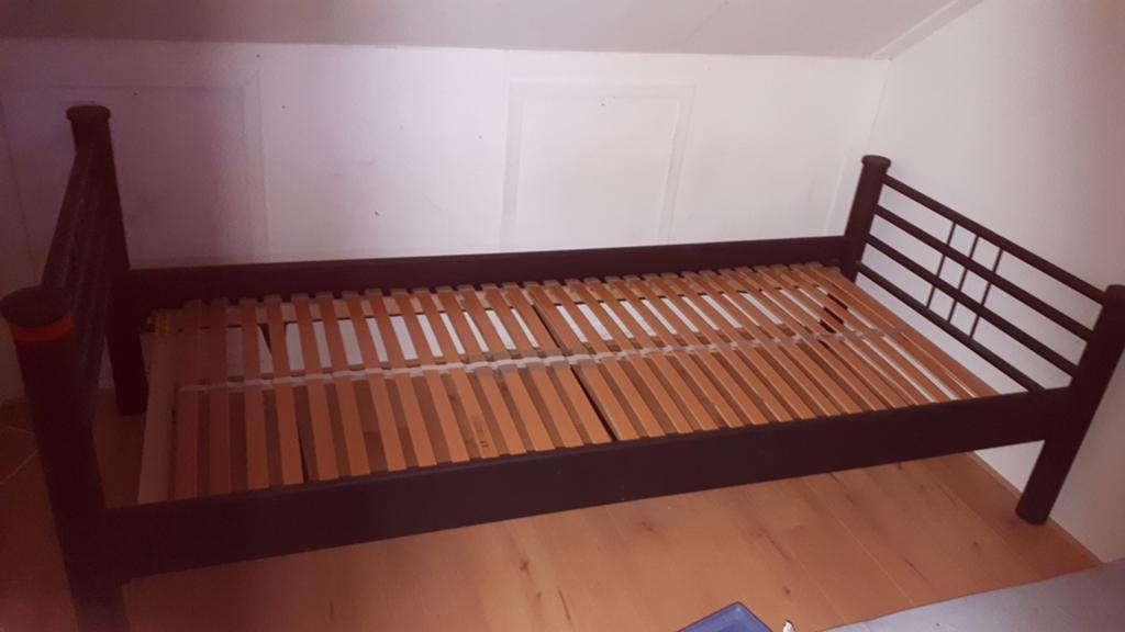 zwart metalen bed 90x210cm, Ophalen, 90 cm, Eenpersoons, Zwart