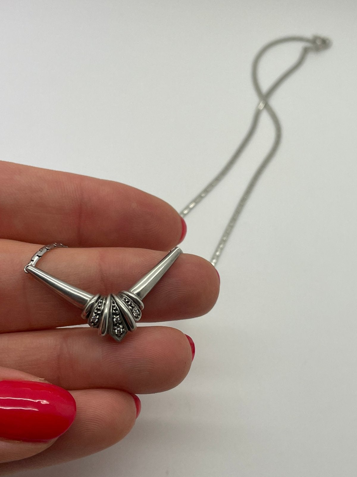 E339 Prachtige zilveren TEKA ketting met hanger, Met hanger, Ophalen of Verzenden, X, Zilver