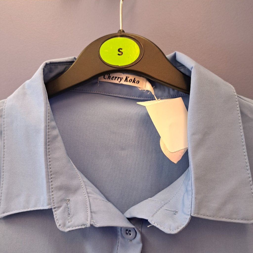 Cherry Koko crop blouse in lila/blauw mt S 37563, Cherry Koko, Cherry Koko, Blauw, .