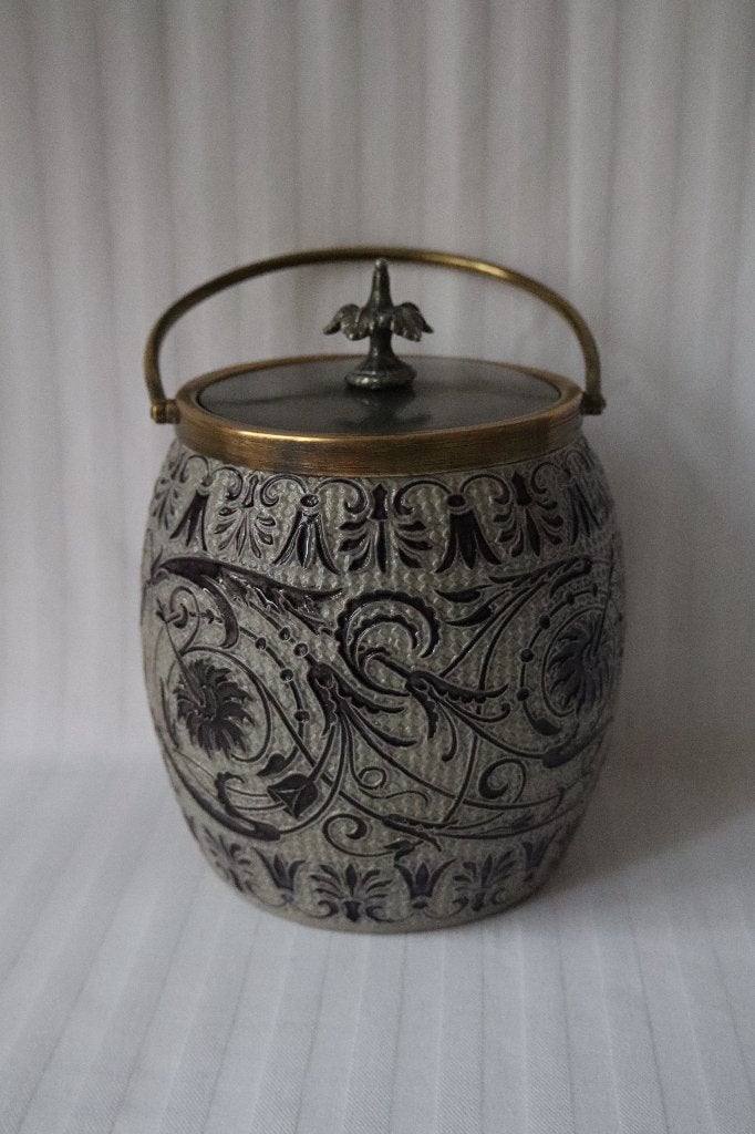 Antiek Duits majolica koekjestrommel 1930-1940, Ophalen of Verzenden