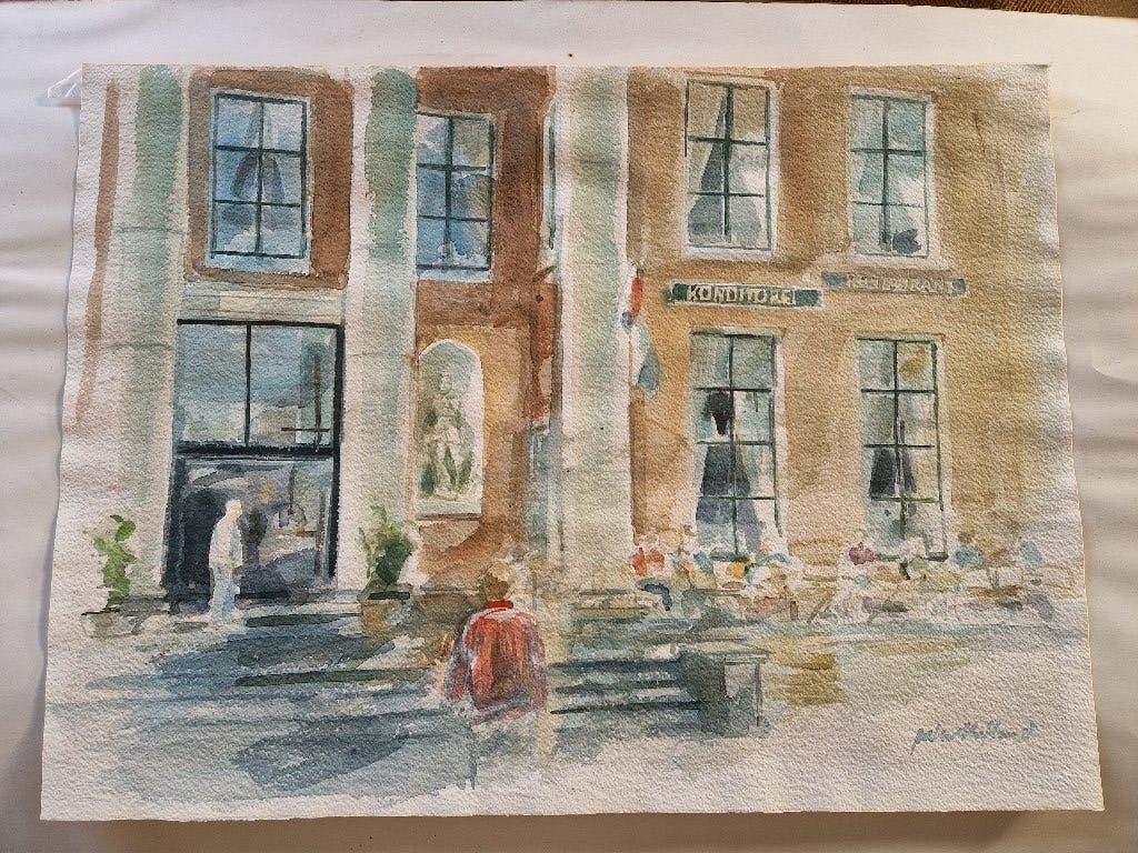 Aquarel Peter Hofland, Ophalen of Verzenden, Tekening, Aquarel, Origineel