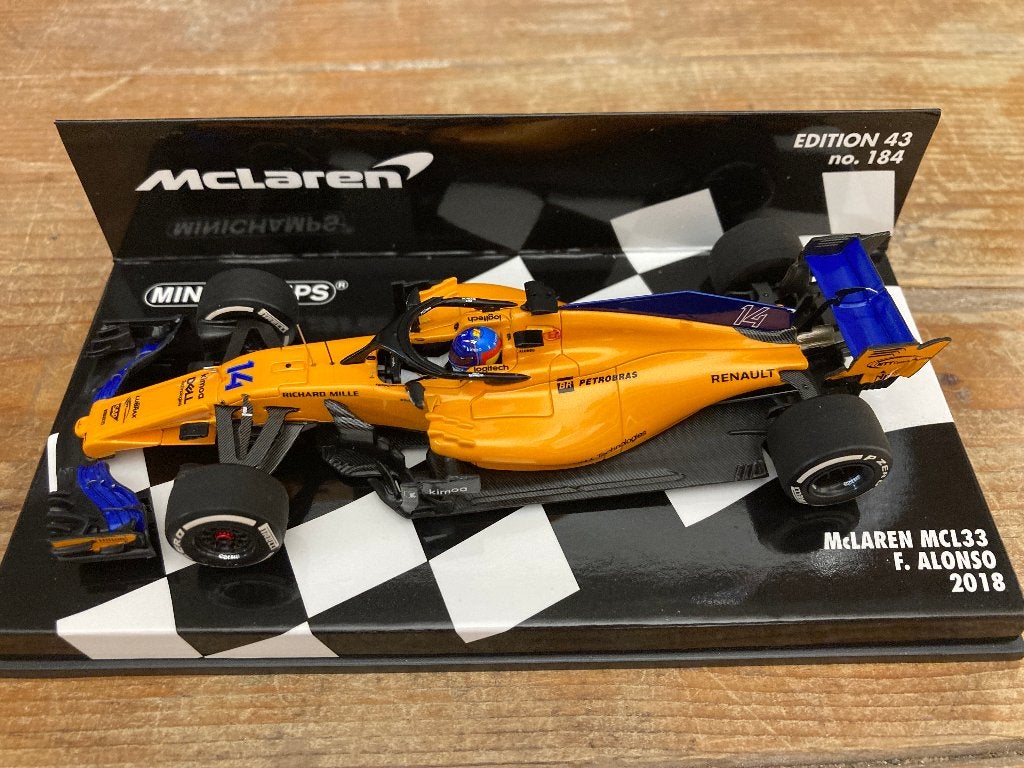 ✅ Fernando Alonso 1:43 2018 Mclaren MCL33 Edition 43 no 184, Verzamelen, Ophalen of Verzenden, Nieuw, Formule 1