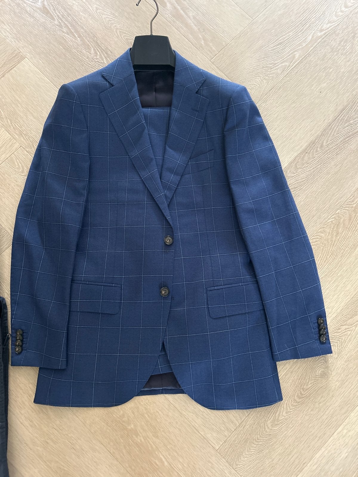 Twee Suitsupply blauwe pakken (patroon & effen), Ophalen, Zo goed als nieuw, Maat 46 (S) of kleiner, Blauw